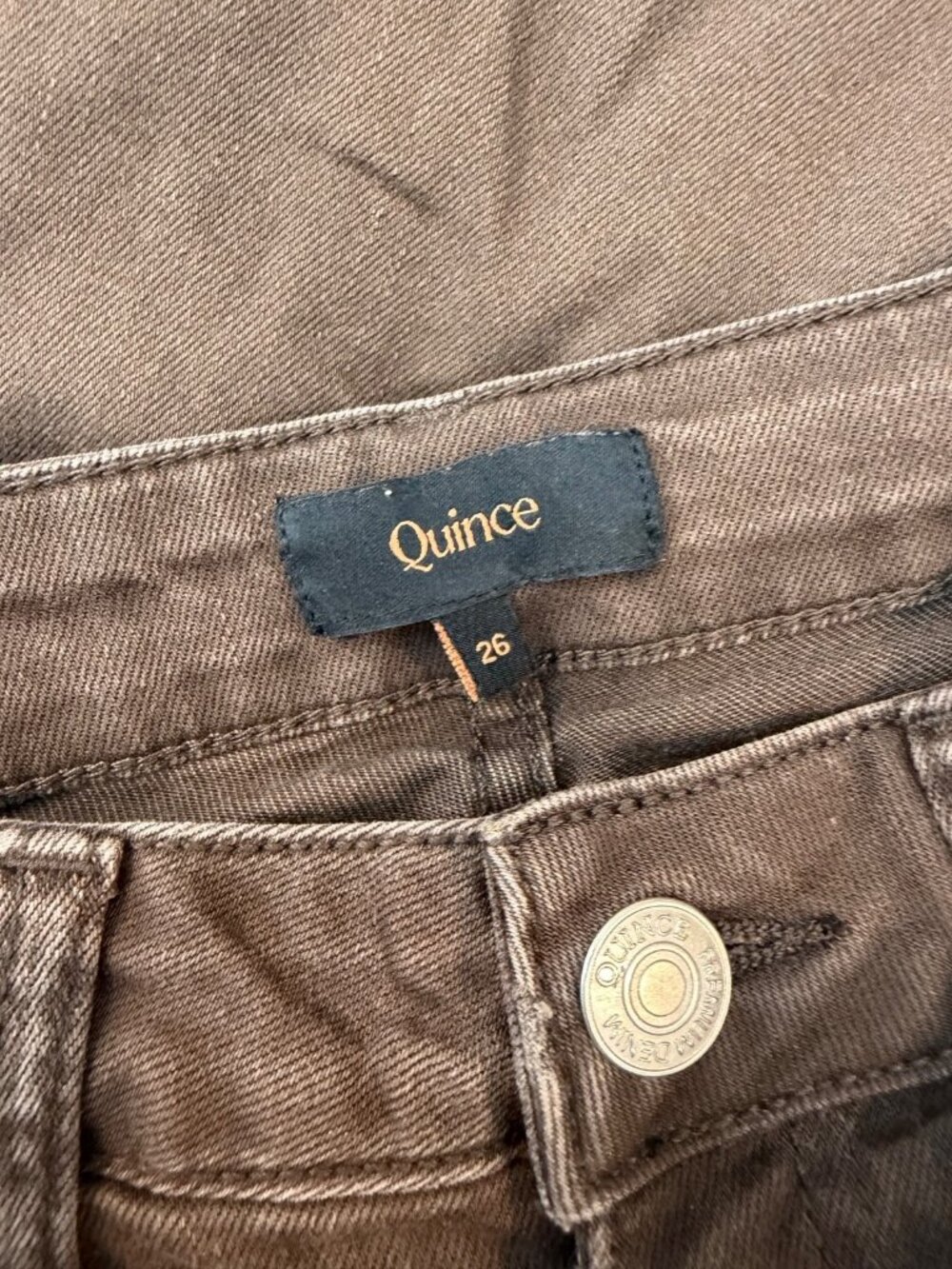 Quince Bella Stretch Wide Leg Jeans Size 26 Coffee Bean Brown Cotton Blend - Picture 5 of 7